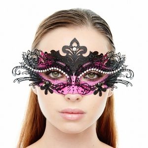 Black & Pink Premium Laser Cut Masquerade Mask